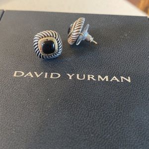 David Yuman black onx gold and silver cable studs.